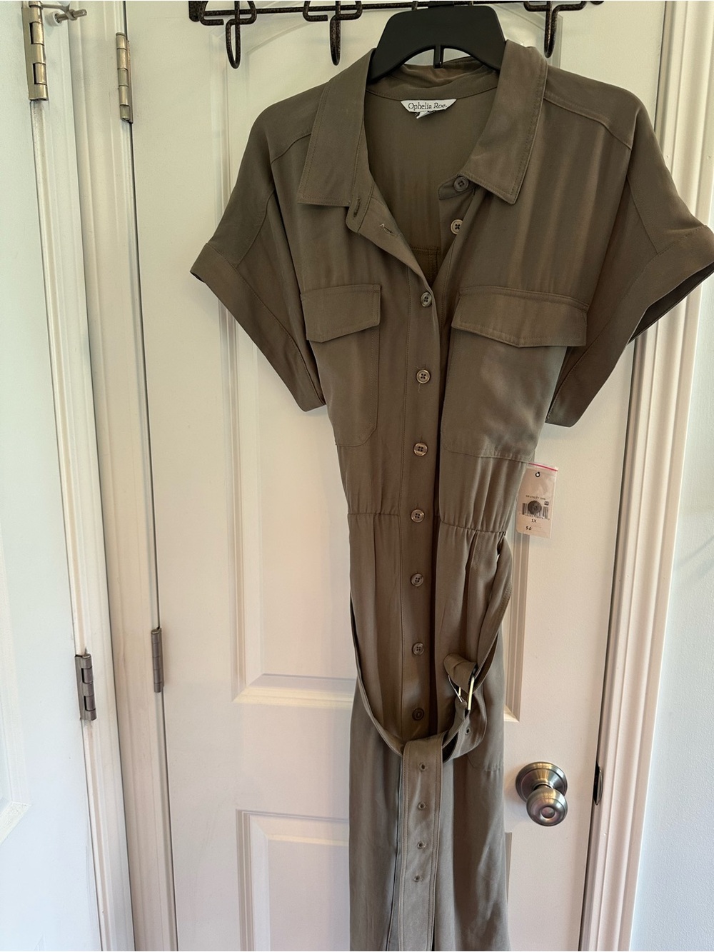 Olive Utility Button-Front Dress